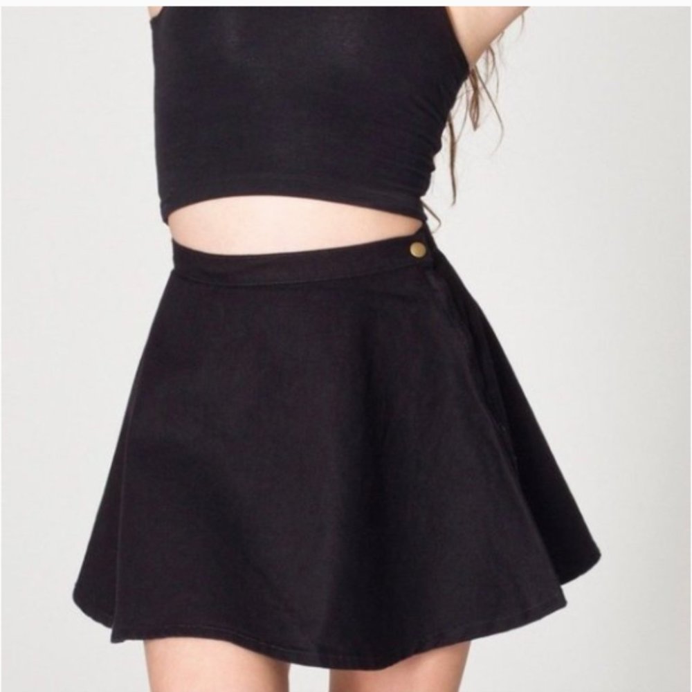 american apparel Denim jean circle skater skirt black